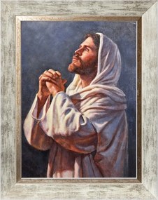 Jézus Krisztus Szakrális Vászonkép Fehér Díszített Keretben 30X40