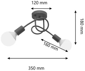 Gyereklámpa OXFORD 2xE27/15W/230V szürke, mennyezeti