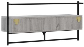 szürke sonoma színű szerelt fa fali TV szekrény 100,5x30x51 cm