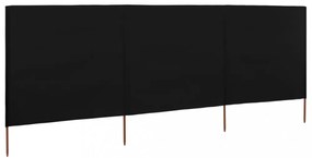 fekete szövet 3-paneles szélfogó 400 x 160 cm