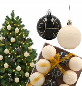 KarĂĄcsonyfa gömbök FehĂ©r Fekete Prl KarĂĄcsonyfadĂsz 6cm kpl 18db