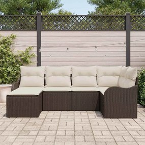 Kerti Kanapé Szett párnával 6 pcs Barna és fehér Poli rattan