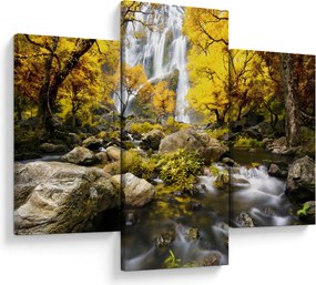 Kép - Vízesések őszi tájban, sárga (90x60 cm)