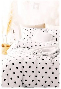 Fehér egyszemélyes hosszabbított háromrészes renforcé pamut ágyneműhuzat lepedővel 160x220 cm Mini Hearts – Mila Home