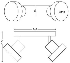 Philips 50602/30 / P0 - LED Dimmelhető spotlámpa BUKKO 2xLED/4,5W/230V