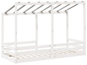 fehér tömör fenyőfa gyerekágy tetővel 90 x 190 cm