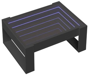 Fekete végtelen hatású LED-es dohányzóasztal 70 x 53 x 30 cm