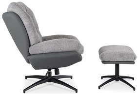 Fotel Wypoczynkowy Obrotowy FREMONT Z Podnóżkiem Szary/Fekete