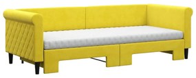 sárga kihúzható bársony heverő matraccal 80 x 200 cm