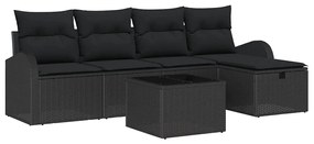 vidaXL Kanapé Szett párnával tárolóval 6 pcs Fekete polirattan