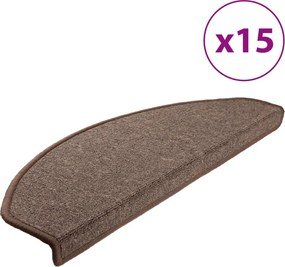 vidaXL 15 db 65 x 24 x 4 cm kávébarna félkör alakú nagy lépcsőszőnyeg