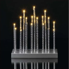 LED Karácsonyi gyertyatartó 19xLED/3xAA szürke