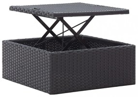 fekete polyrattan kerti napozóágy tetővel