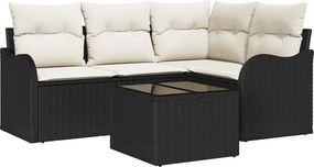 vidaXL Kerti Kanapé Szett tárolóval 5 pcs Barna polirattan