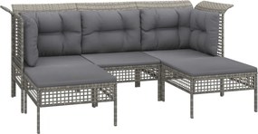 vidaXL 5 részes szürke polyrattan kerti ülőgarnitúra párnákkal