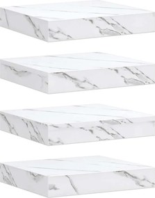 vidaXL Falpolc tárolóval 4 pcs Fehér márvány 23 x 23,5 x 4 cm Faanyag