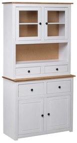 vidaXL fehér panama stílusú tömör fenyő tálalószekrény 93x40,5x180 cm