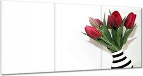 Vászonkép 120x60 Csíkos váza Tulipánok