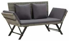 szürke polyrattan kerti pad párnákkal 176 cm