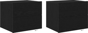 vidaXL Éjjeliszekrény 2 pcs Fekete tölgy 50 x 39 x 41 cm Faanyag
