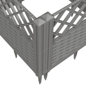 világosszürke PP kerti virágláda cövekekkel 123,5x43,5x43,5 cm
