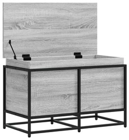 szürke sonoma szerelt fa tárolóláda fedéllel 80x40x51,5 cm