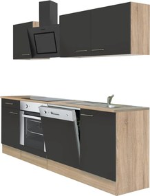 Yorki 220 konyhabútor sonoma tölgy korpusz,selyemfényű antracit fronttal alsó sütős elemmel