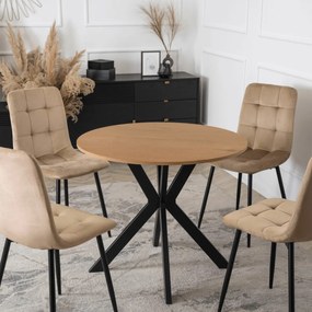 Étkezőasztal 90 cm méretben, arany tölgy/fekete színben LAUREN