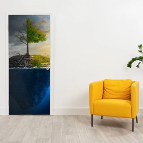Fotótapéta ajtóra - Két oldal illusztrációja (95x205cm)