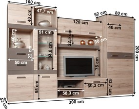 Nappali bútor, tölgy san marino/latte magasfényű HG, ASSOR