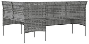5 személyes szürke polyrattan L-alakú kanapészett párnákkal