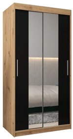 MORI 3 ruhásszekrény, 100x200x62, tölgy artisan/fekete