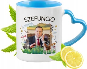 Andrzej Duda Kék Bögre Szív Alakú Füllel Ajándék