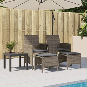 2 személyes szürke polyrattan kerti kanapé asztallal/székkel