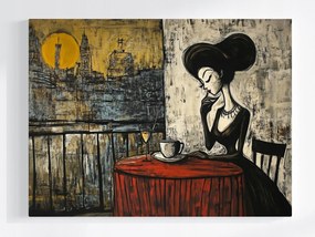 Poszter VĂĄros ErkĂ©ly Terasz NĆ Hölgy KĂĄvĂ© Bor 100x75