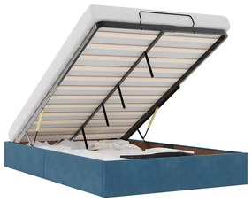 Ottomán ágykeret matrac nélkül sötétkék 120x190 cm bársony