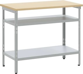 vidaXL Munkaasztal polcokkal Szürke 100 x 55 x 85 cm Porszórt acél