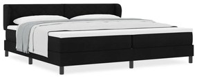 Fekete Box Spring Ágy Mattal, 200x200 cm, Szövet