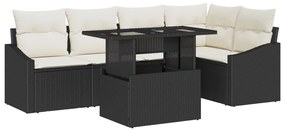 Kerti Kanapé Szett 6 pcs Fekete és Krém 100 x 55 x 73 cm