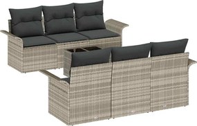 vidaXL Kerti Kanapé Szett párnával 7 pcs Világosszürke polirattan