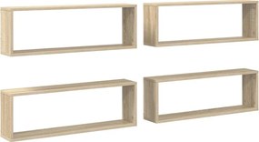 vidaXL 4 db sonoma tölgy színű szerelt fa fali polc 80 x 15 x 26,5 cm