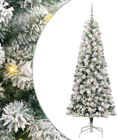 vidaXL Műanyag Hajtogatós Karácsonyfa 300 LED-del Zöld és Fehér 240 cm