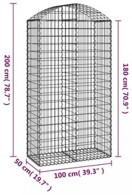 íves horganyzott vas gabion kosár 100x50x180/200 cm