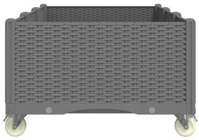világosszürke PP rácsos kerekes ültetőláda 150 x 80 x 54 cm