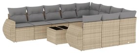 11 részes bézs polyrattan kerti ülőgarnitúra párnákkal