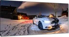 Vászonkép 115x55 Fehér Ford Mustang télen