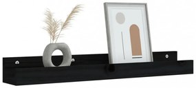 2 db fekete tömör fenyőfa fali polc 80 x 12 x 9 cm