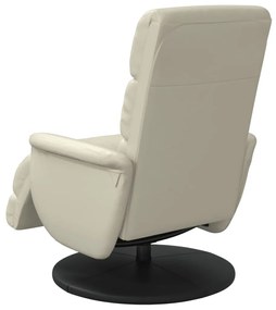 Krémszínű dönthető műbőr fotel lábzsámollyal