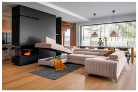 Rózsaszín kinyitható-tárolóhelyes sarokkanapé (bal oldali-U alakú) Louis – ELTAP