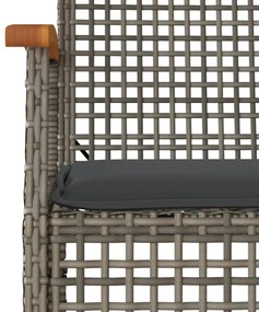 4 db szürke polyrattan és akácfa kerti szék párnákkal